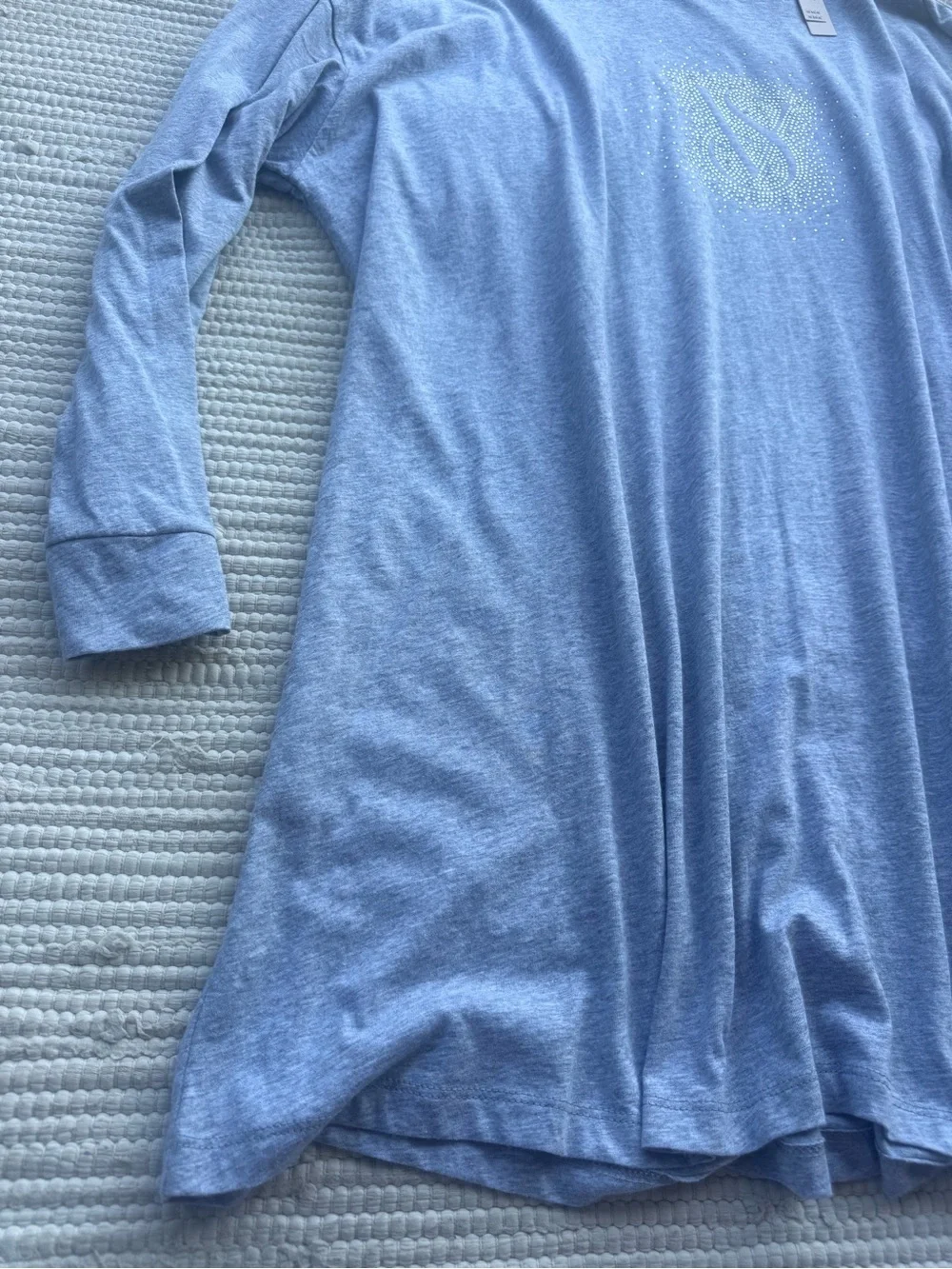 Victoria’s Secret Rhinestone Logo Long Sleeve Sleep Shirt XL XXL Grey NWT
